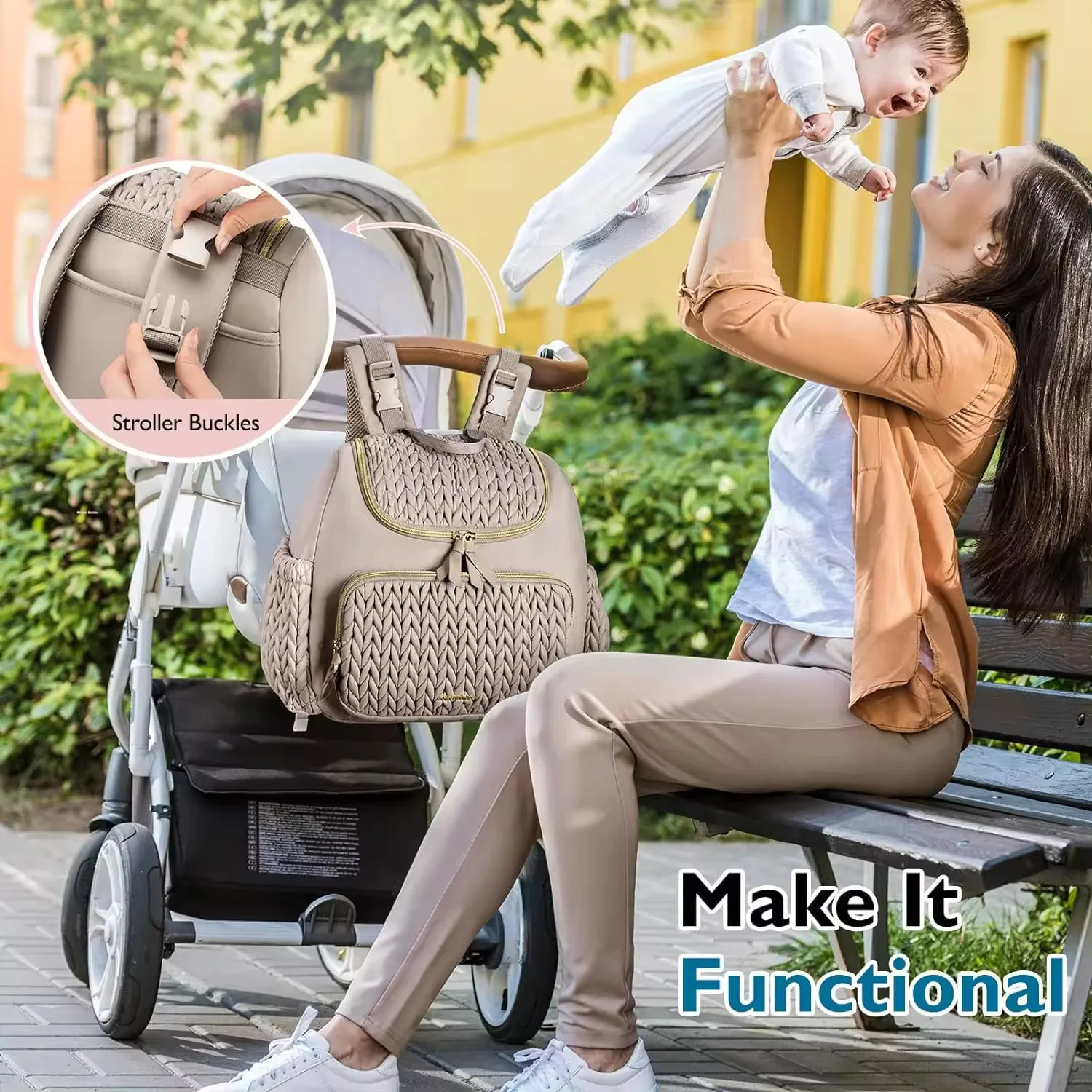 Mommy Bag Infant Multi-functional Going Out Fashionable Mother Bag Large Capacity Storage Backpack Diaper Bag Can Be Kept Warm