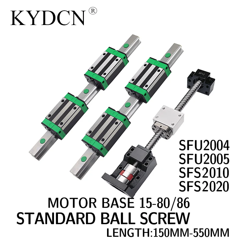 

SFU2004 2005 2010 2020 Length 150-550 high precision ball screw motor seat set plus 2 sets of standard HGH linear guide