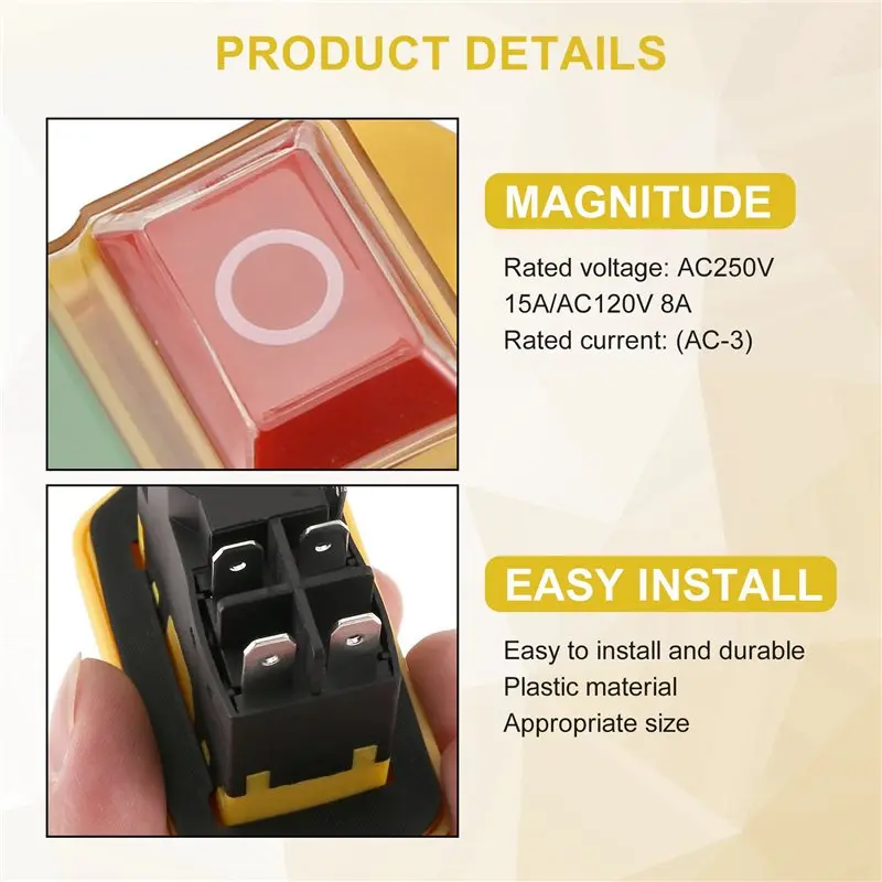 【THANKSGIVING DAY】2X YH02-A Electromagnetic Switch 220V 15A 5PIN Start Push Button For Machine Tool Equipment Waterproof Panel