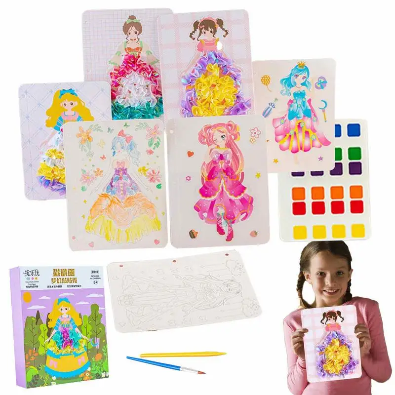 

Kids DIY 3D Cartoon Hand-Painted Dress Up Book Toy Educational Puzzle Puncture Poking And Painting Material Package Craft Kit