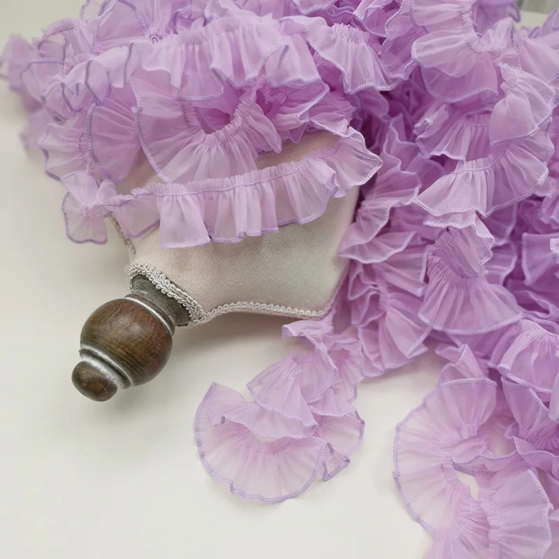 1meter Mint Green Pink Pleated Corrugated Lace Soft Folded Material Ribbon Dress Collar Edge Trim Sewing Supplies 3cm 5cm width