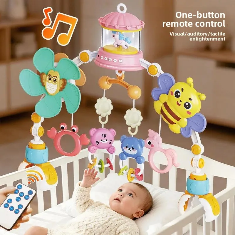 Baby Play Arch Crib Toy,Pram Foldable HangingMobile Toys W/ Rattle,for Newborn Toddler Stroller Car Seat Pushchair 0-12Month New