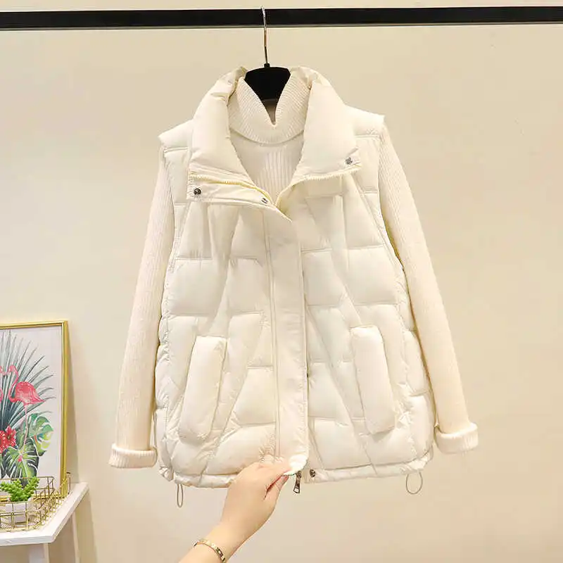 

Женский утепленный жилет свободного кроя с воротником-стойкой, на хлопковом наполнителе, осенне-зимняя новинка, модный тренд