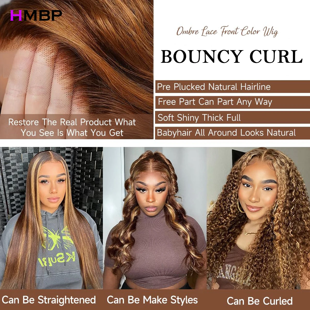 400 Density Bouncy Loose Wave Colored Super Double Drawn Curly Wigs 360 Full Lace Wig 100% Human Hair Pre Plucked Wigs For Women