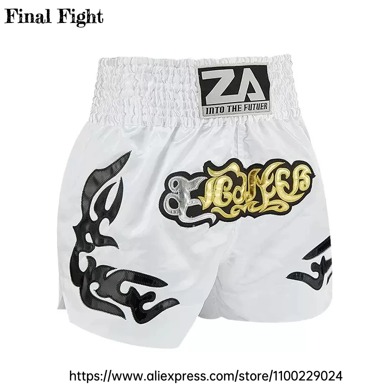 

Muay Thai Shorts White Classic Thailand Boxing Shorts Men Women Child Martial Arts Combat Kickboxing Cage Fighting BJJ MMA Pants