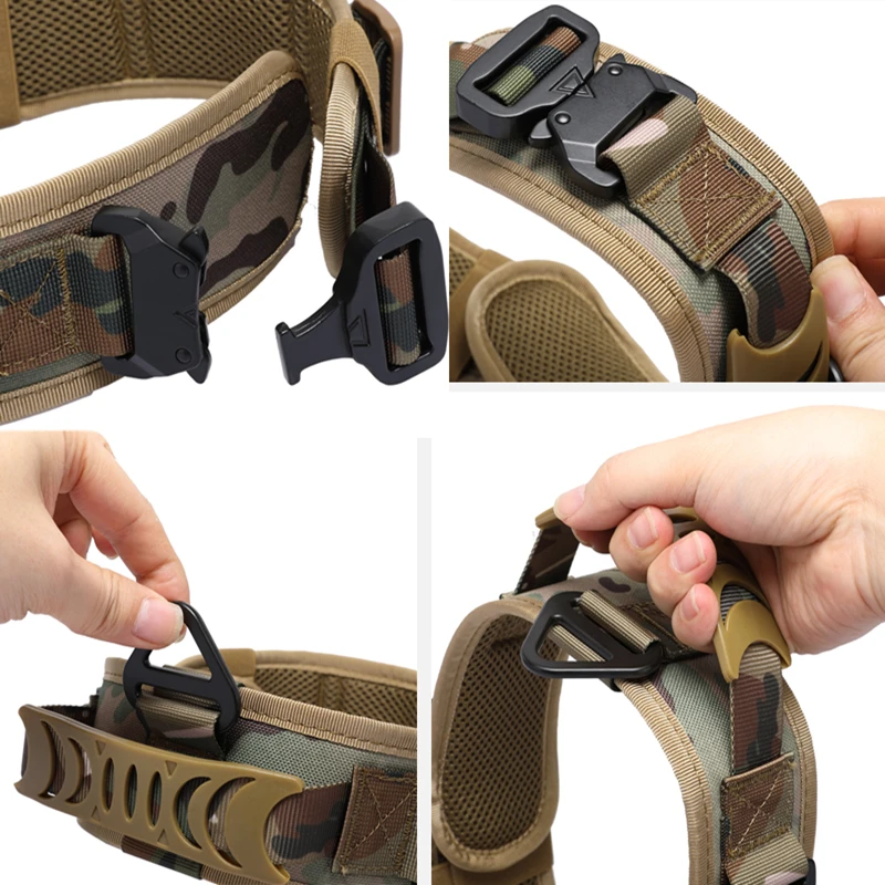 Verstellbares taktisches Hundehalsband aus Metall mit doppelter Schnalle, luxuriöses Designer-Trainingshalsband für mittelgroße und große Hunde – Detail 7
