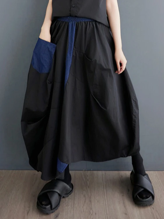 

Цветная асимметричная длинная джинсовая юбка размера плюс, женская универсальная утягивающая юбка с эластичной резинкой на талии, летняя повседневная юбка с цветочным бутоном