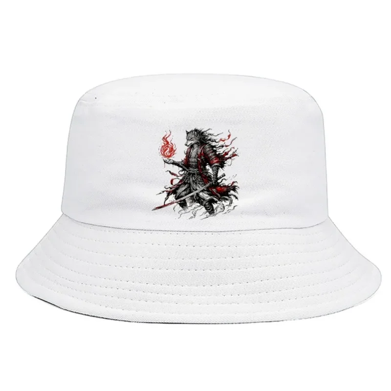 Black Myth Wukong Wolf Samurai Bucket Hat Stylish Summer Bucket Hat Man Women Unisex Outdoor Sunscreen Fishing Hunting Cap