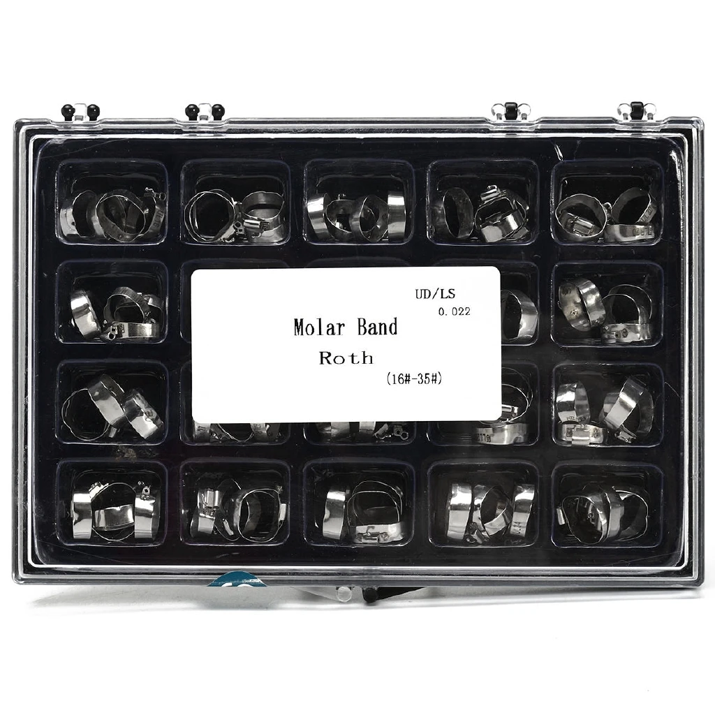 Aço inoxidável Dental Molar Buccal Tubes Bandas, ortodôntico Band Set, 16-35 #, Roth, MBT