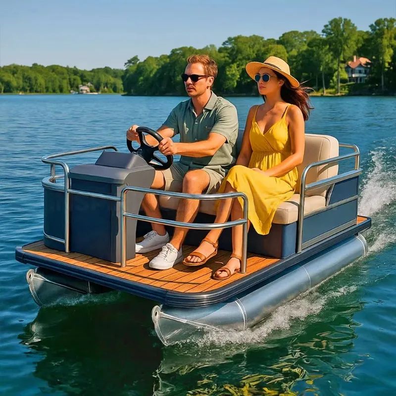Customized New Design Small 2 Person Mini Pontoon Boat with Electric Engine for River and Lake for Sale