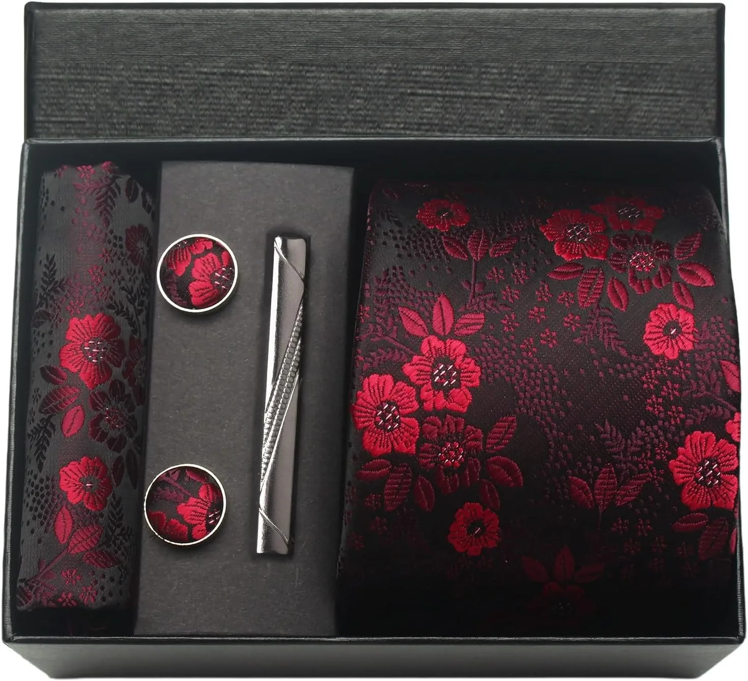 100 % Seide Marke Krawatte Taschentuch Manschettenknopf Set für Männer Krawatte Urlaub Geschenkbox Blau Gold Anzug Zubehör Passend für den Arbeitsplatz Urlaub – Detail 25