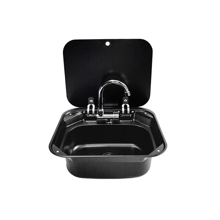 Stainless Steel 304 RV Camper Motorhome Sink with Matte Black Finish and Shock Absorber