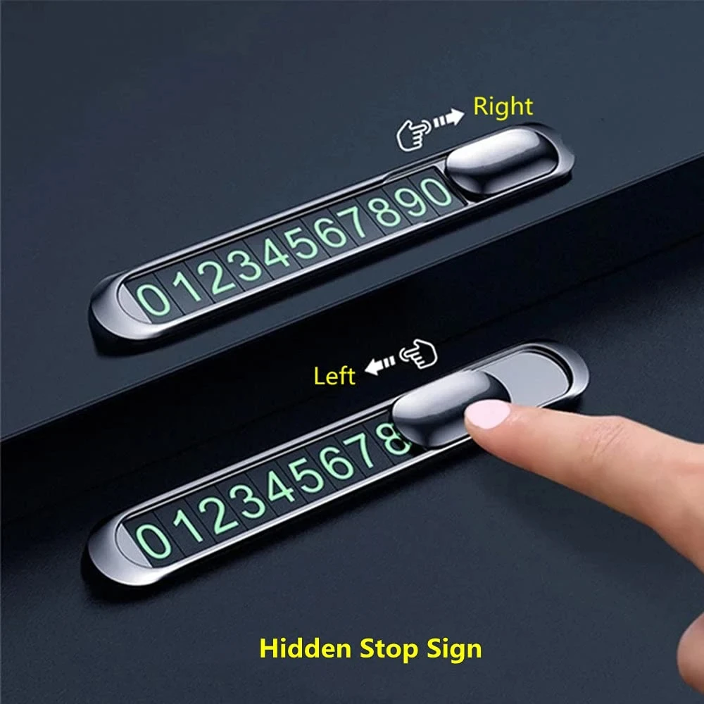 Car Styling Temporary Parking Card Plate Telephone Number Metal Alloy Texture Auto Phone Number Card Card Hidden Car Sticker