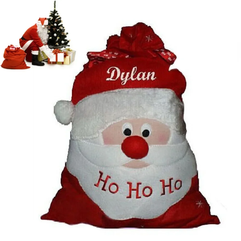 New Christmas Gift Bag Made of Velvet and Rope, Disguised As Santa Claus Prop Gift