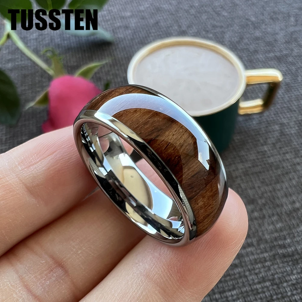 Dropshipping TUSSTEN 6MM/8MM Black Wedding Band Men Women Tungsten Carbide Ring Domed Polished Finish Comfort Fit