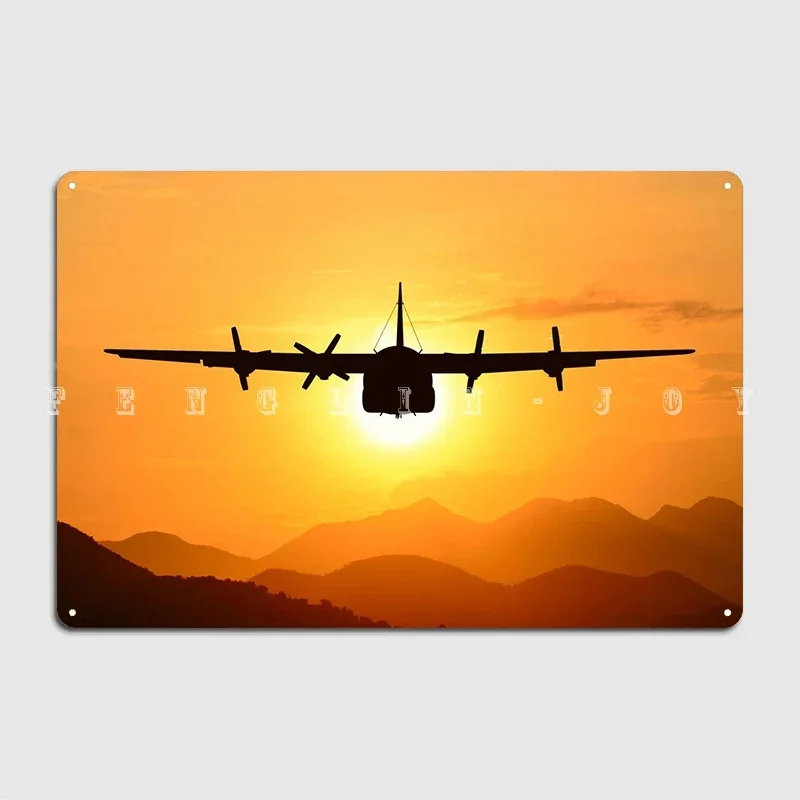 Military Transport Plane Poster Metal Plaque Wall Cave Party Retro Painting Décor Tin Sign Posters