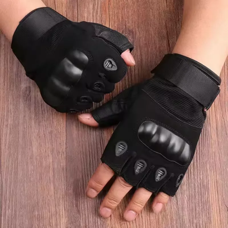Guantes tácticos de medio dedo para caza al aire libre, entrenamiento físico, antideslizantes, deportes de ciclismo, transpirables, resistentes al desgaste