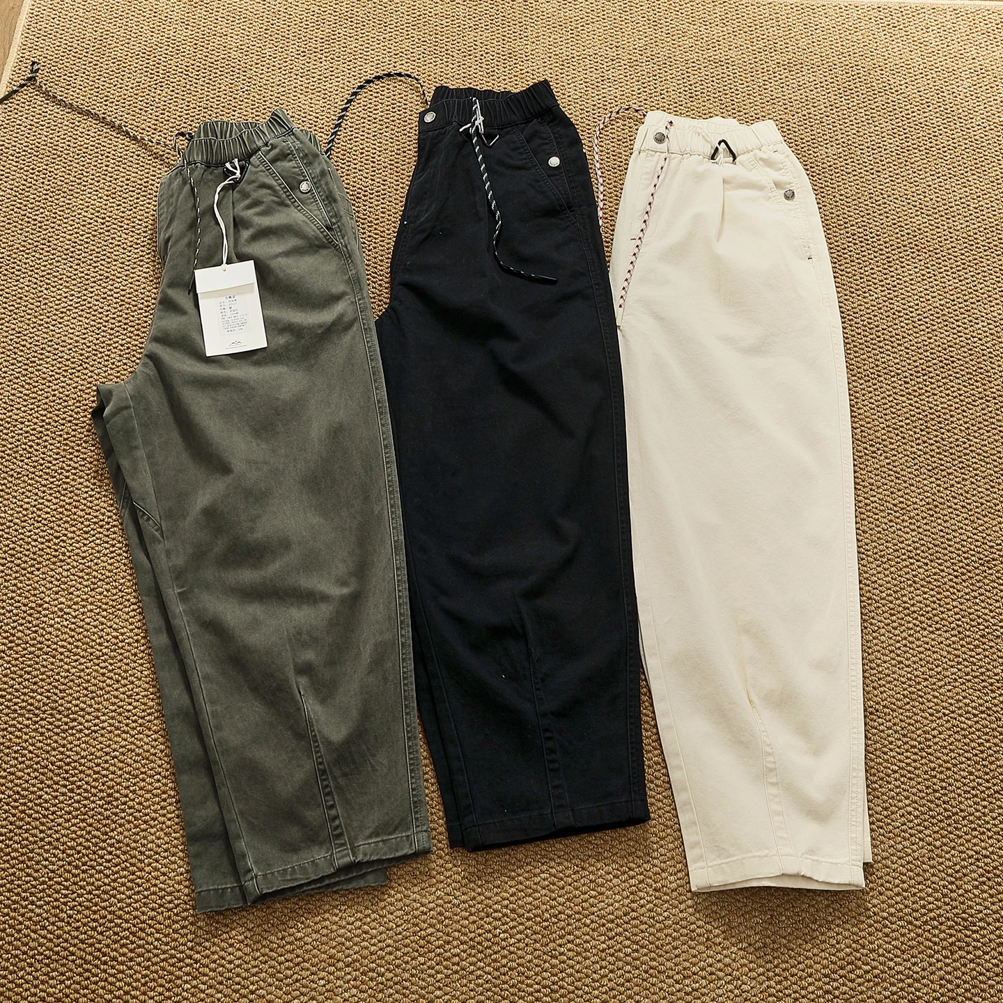 New retro loose wide-leg trousers for autumn men's Autumn legs slightly closed tapered cotton heavy casual pants