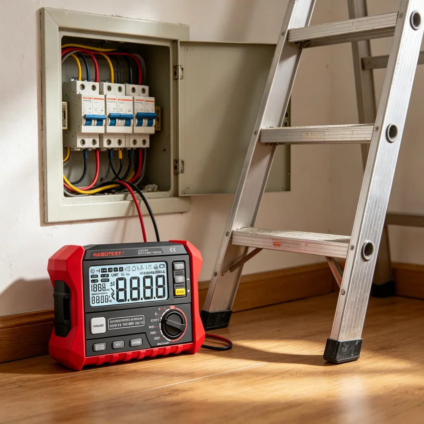 HABOTEST Digital RCD Leakage Tester Earth Loop Resistance Analyzer AC440V Voltmeter Contact Voltage Test USB Backlight