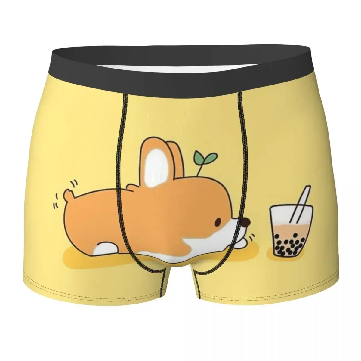

Boxer Underpants Shorts Corgi And Bubble Tea Panties Male Breathable Underwear for Homme Man Boyfriend Gifts