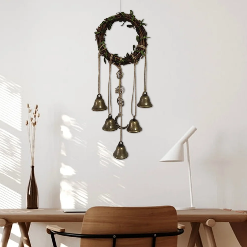 Handmade แม่มด Bell ทอลมระฆังประตูแขวนแม่มดหวายกัญชาเชือก Vintage Porch ประตู Bells สำหรับ Porch,สวน
