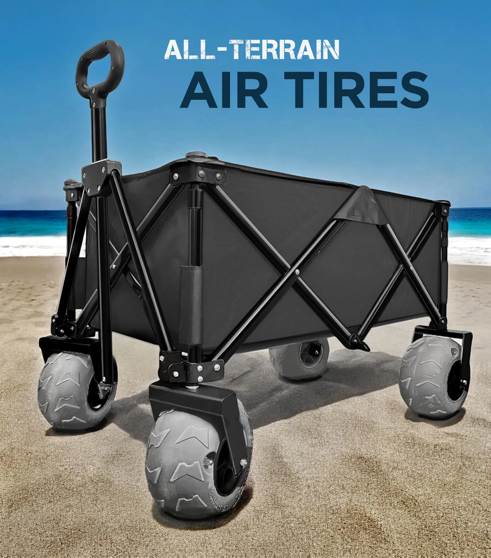 Balloon Four-Wheel Enclosed Steel Folding Utility Garden Trolley Wagon Outdoor Foldable Camping Beach Cart for Storage Tools
