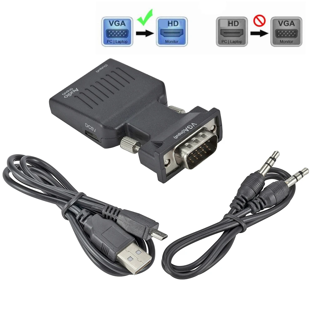 HD 1080P VGA to HDMI-Compatible Converter Adapter With Audio For PC Laptop to HDTV Projector HDMI-Compatible to VGA Adapter