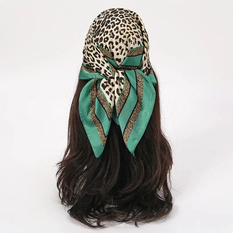 New leopard print 70 small square cloth decoration imitation silk headscarf scarf printed scarf neck scarf professional woman