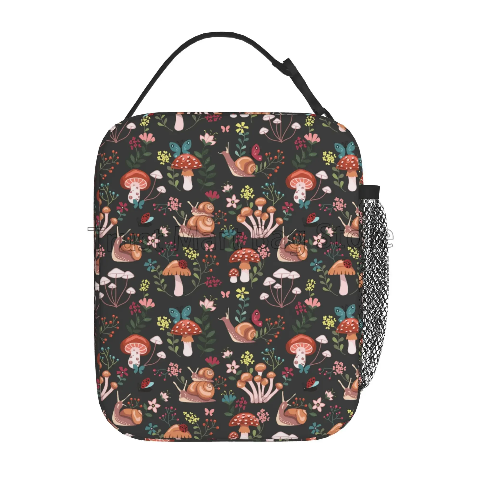 Snail Mushroom Insulated Lunch Bag Reusable Thermal Lunch Box Portable Bento Tote for Boys Girls Women School Work Picnic Beach