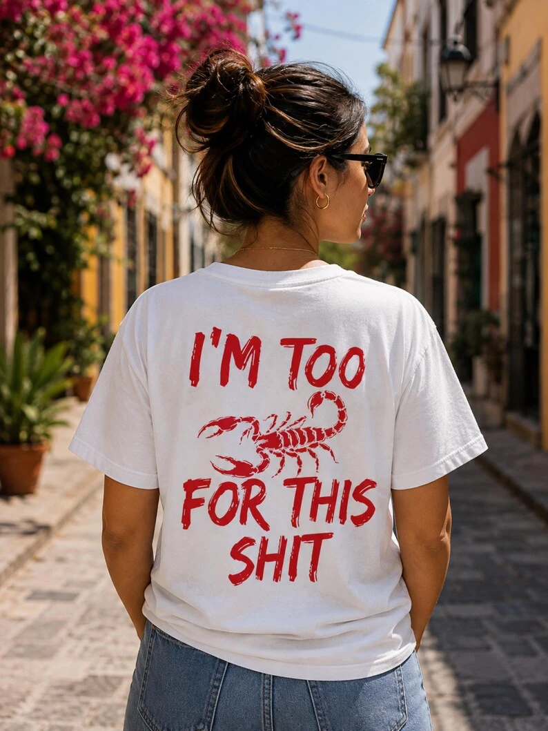 I'm Too Venomous for This T-Shirt Vintage Loose Oversized Unisex T-shirt Harajuku Streetwear Trendy Cotton Print Breathable soft
