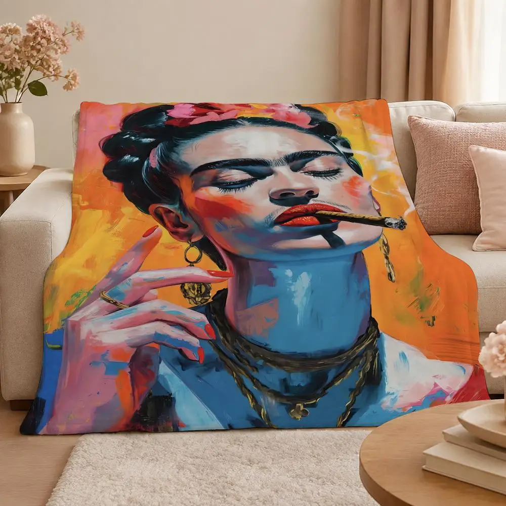 Artist F-Frida Kahlo Iconic Mexican Surrealist Throw 320g Soft Flannel Fleece Throw Blanket Cover Sofa Bed Dorm Nap Gift - view 2
