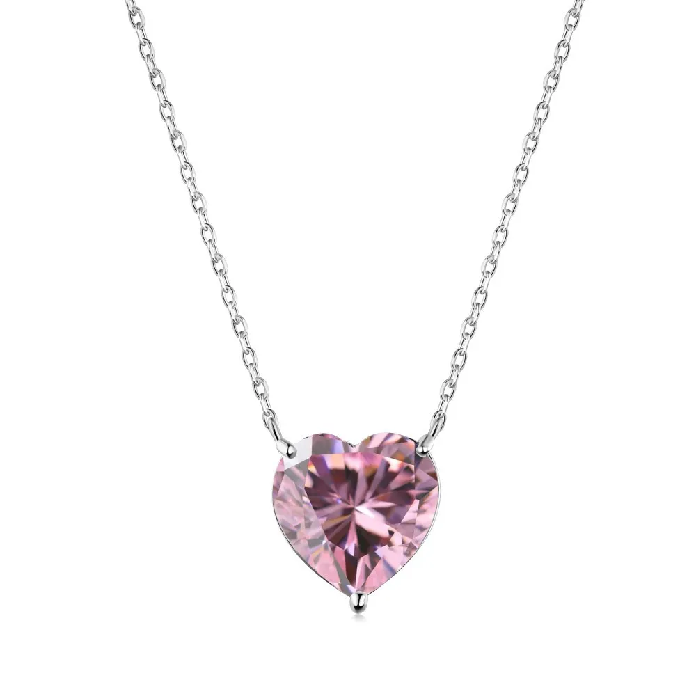 S925 Sterling Silver 3 Carat Zircon Heart Simulation Diamond Necklace Female Personality Creative Collar Chain Jewelry