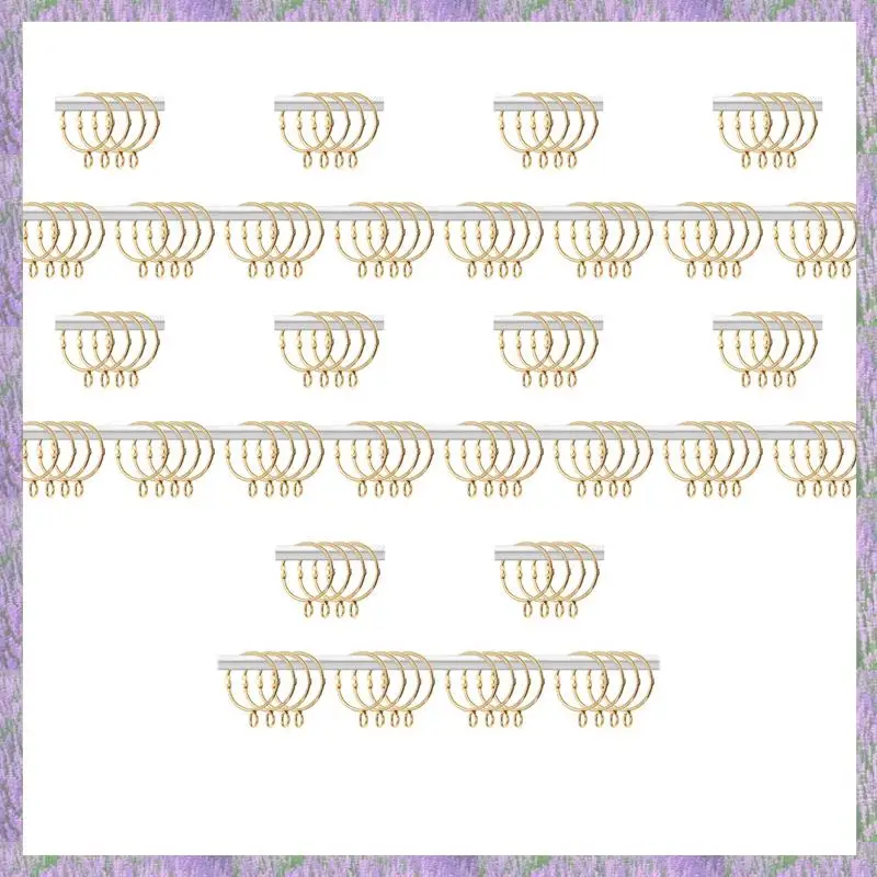 A63K-120 Pcs Openable Gold Curtain Rings Open And Close Metal Rustproof Drapery Loops With Eyelet For Hook Pins (1.5 Inch)
