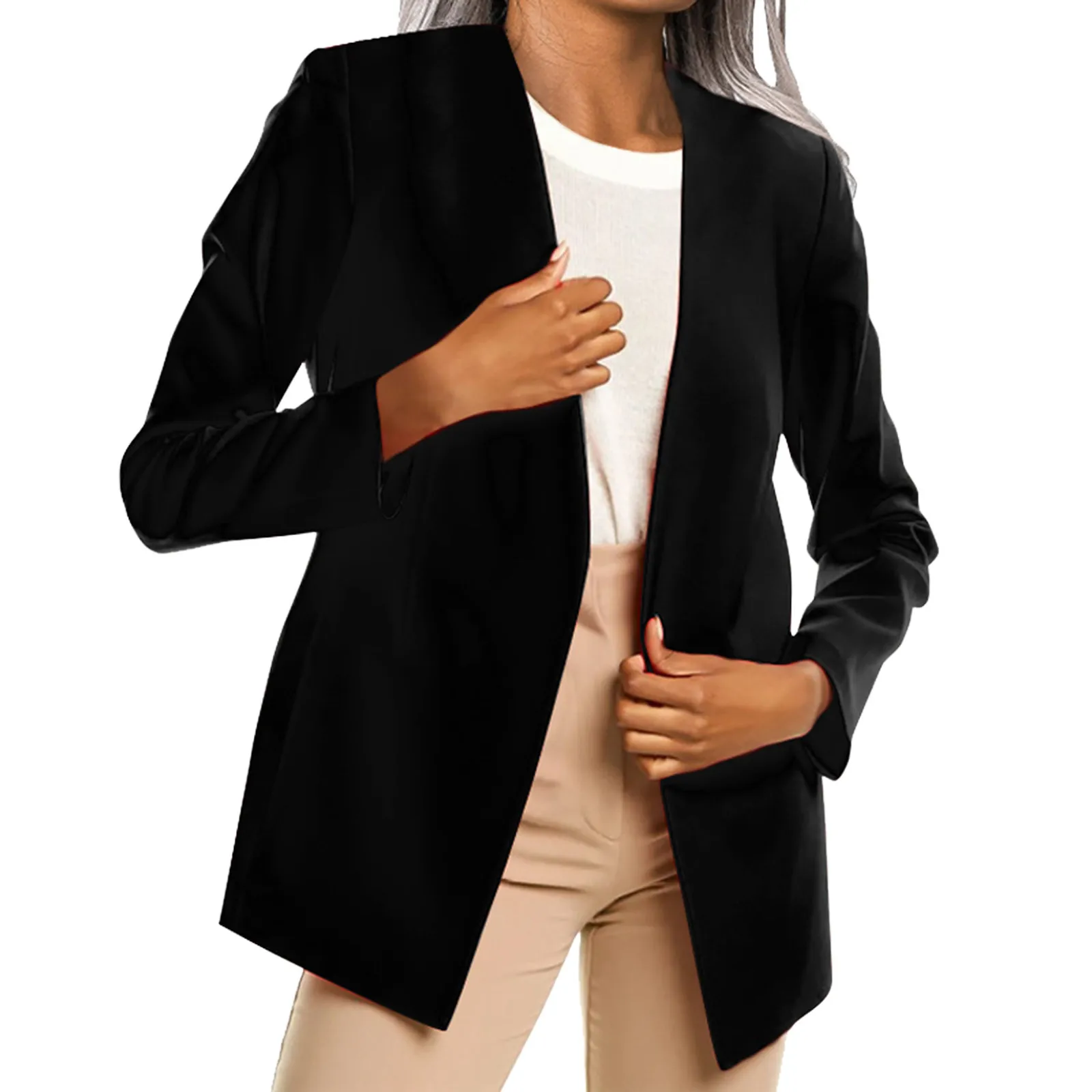 2024 Woman Vintage Fashion Simple Blazer Solid Long Sleeve Women Clothes Office Lady Formal Coat