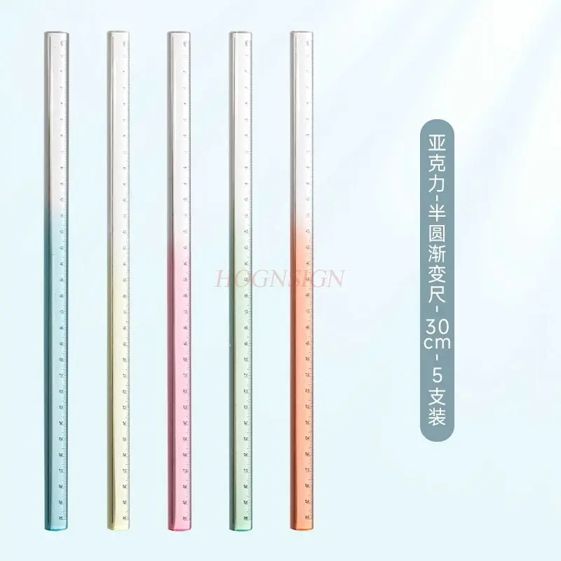 5pcs Straight ruler, transparent ruler, graduated ruler, measurement, drawing, marking