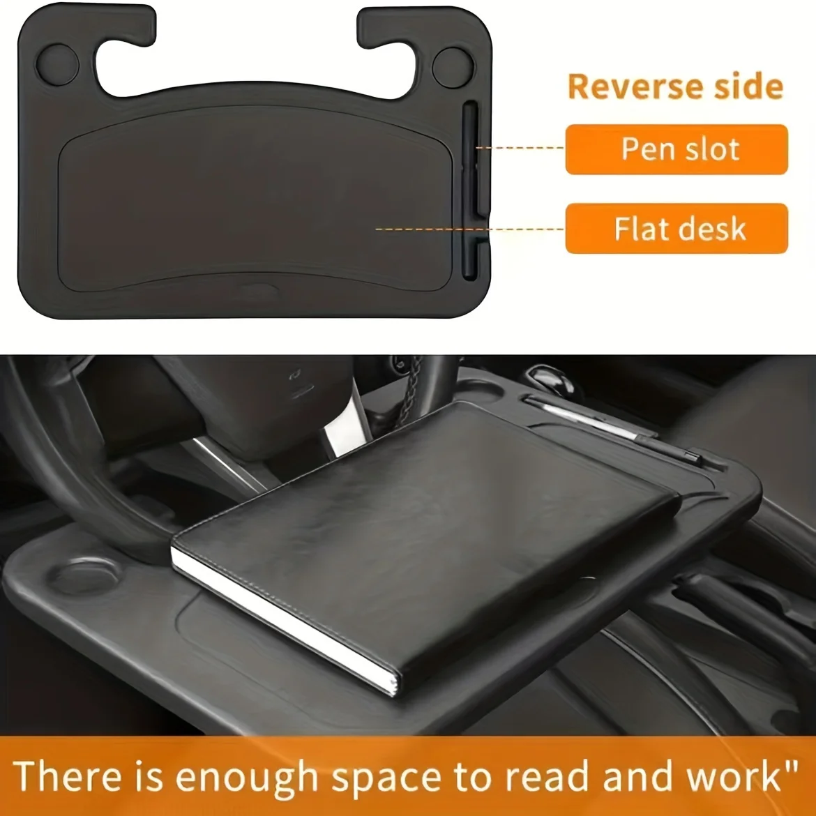 1PC Multifunctional Car Steering Wheel Table Board with Cup Holder Dining Tray Storage Rack Laptop Desk Stand Car Base