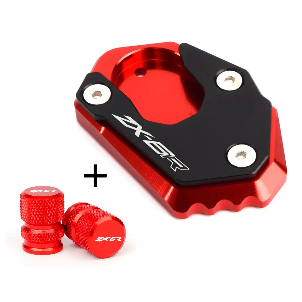 Pour Kawasaki ZX6R ZX-6R 2025 ZX10R ZX 10R 2007-2025 2024 CNC pied de moto support latéral béquille agrandisseur tampon bouchons de Valve de pneu
