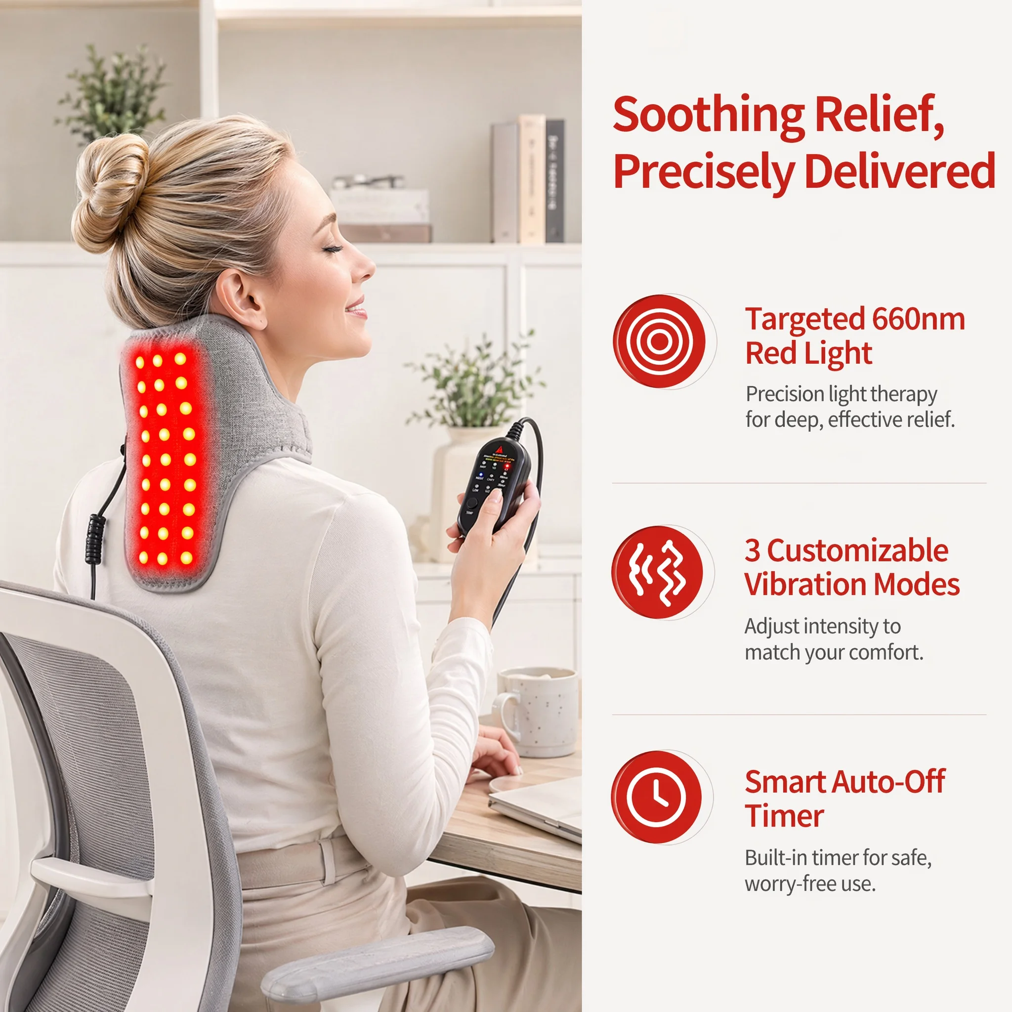 

Red Light Heating Neck Brace, Neck Massager for Neck Care, Red Light Hot Compress Relieves Neck Pain and Relax Neck Muscles