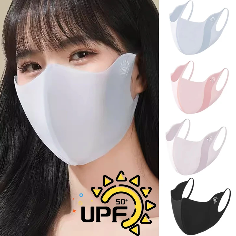 Summer Ice Silk Face Mask UV Sun Protection Respirator Men Women Adjustable Breathable Mask for Outdoor Running Cycling Sports