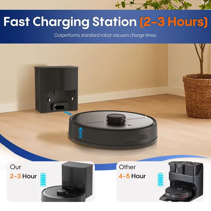 STLF GJ Bagotte Robot Vacuum Cleaner, Smartphone App Remote Control, Self-Emptying Dustbin for Hotels & Households