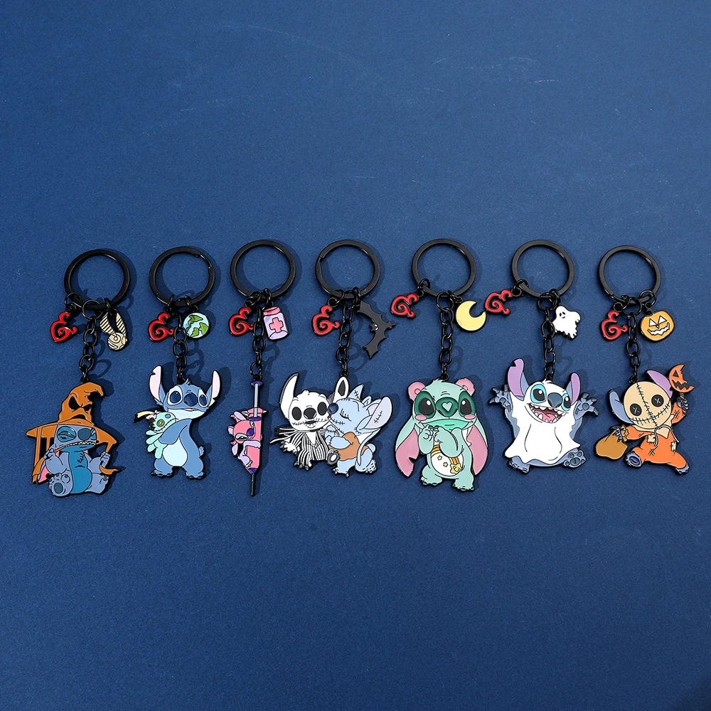 Disney Lilo & Stitch Keychain Cartoon Creative Stitch Keychain Halloween for Backpack Accessories Gifts for Boys Girls