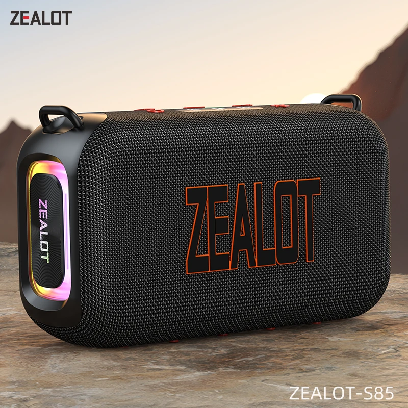 Zealot-S85 50W Portable Bluetooth Speaker with Dual Diaphragm IPX6 Waterproof HIFI Outdoor Strap Speaker