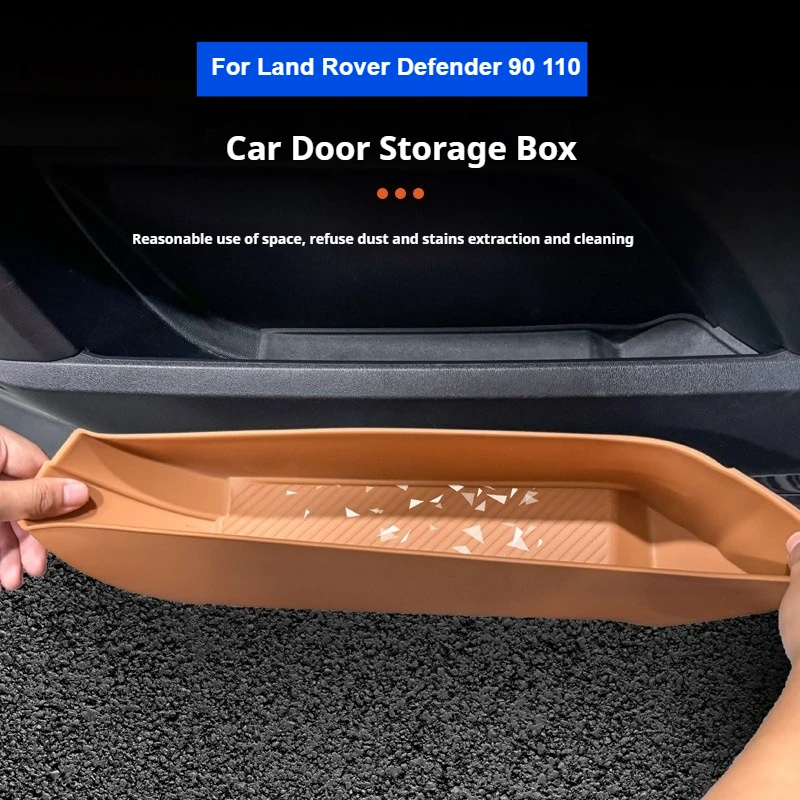 

For Land Rover Defender 90 110 2020-2025 Car Door Storage Box Liner Door Channel Pad Storage Box Silicone Protective Pad