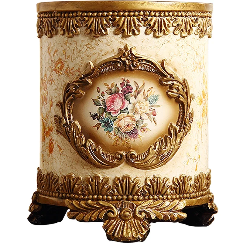 

Household European style living room trash can, fashionable and creative, retro resin bedroom, coffee table, bathroom, kitchen