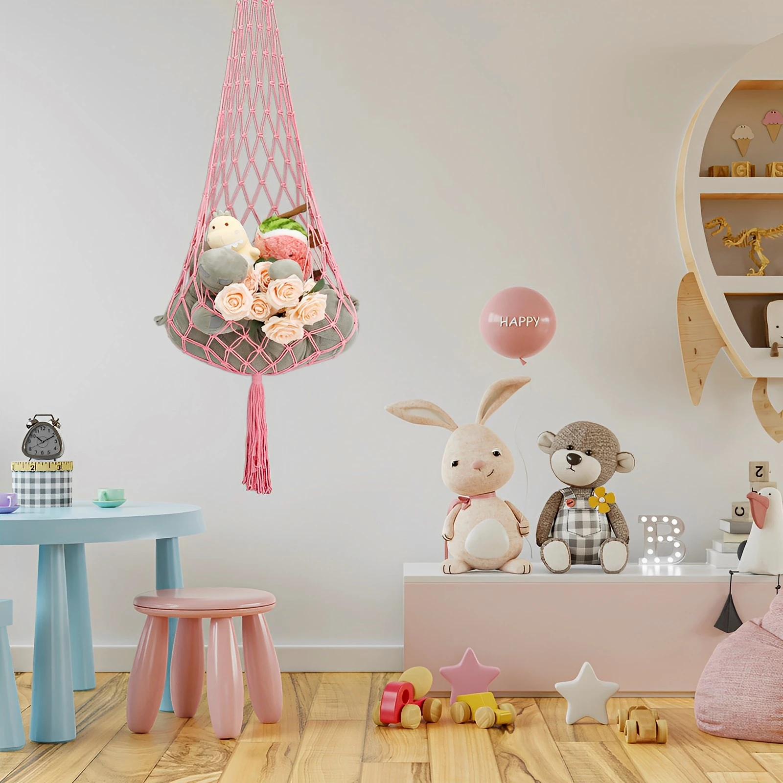 Stuffed Animal Net Hanging Plush Toy Storage Hammock Space Saving Hammock Organizer Net Large Capacity Stuffed Animal Net Holder