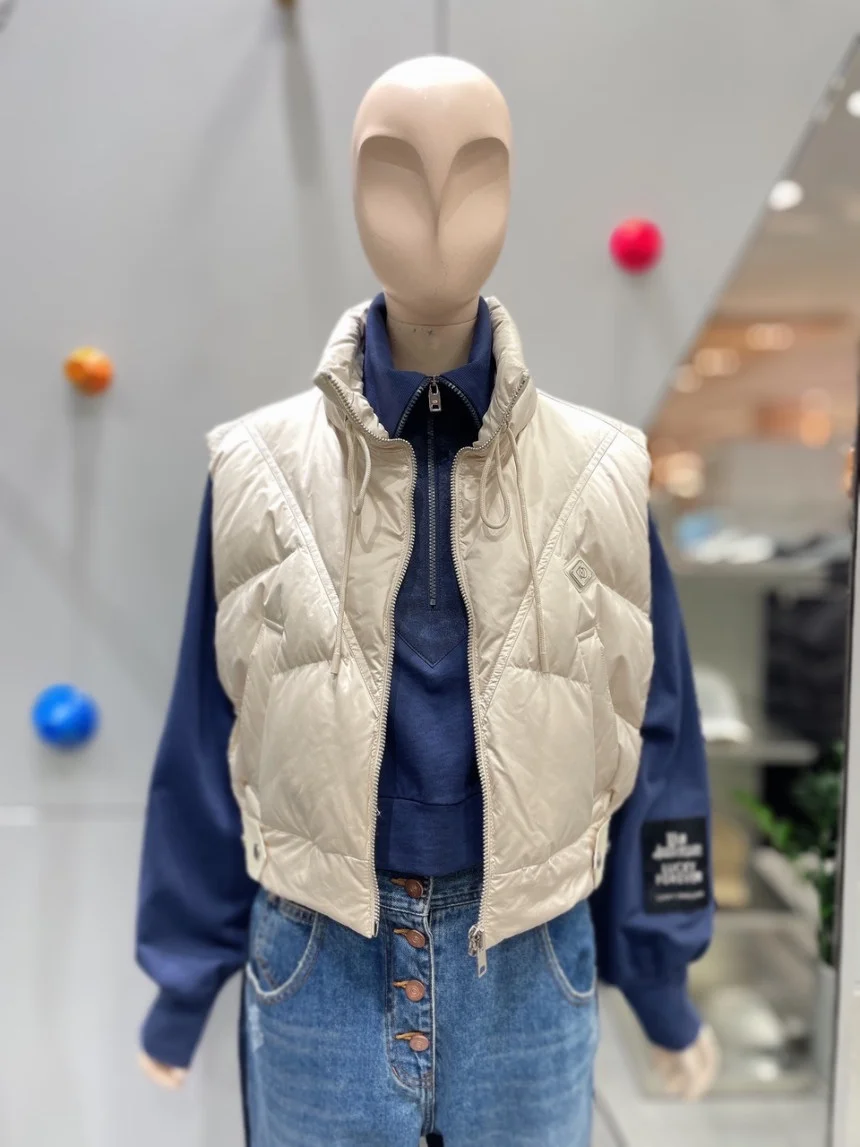 

Casual Duck down Vest Women's Outerwear Autumn Winter New Style Princess Style Short Zipper Warm Fashionable Ladies Jacket