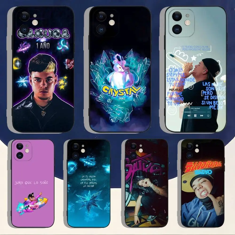 

Saiko Sakura Phone Case For iPhone 16,15,14,13,12,11,Pro,Max,Plus,X,XS,XR,SE,8,7,Mini,Soft Silicone Black Case