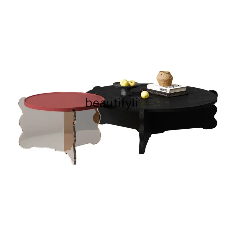 

Butterfly coffee table retro medieval wabi-sabi wind acrylic all solid wood art coffee table combination