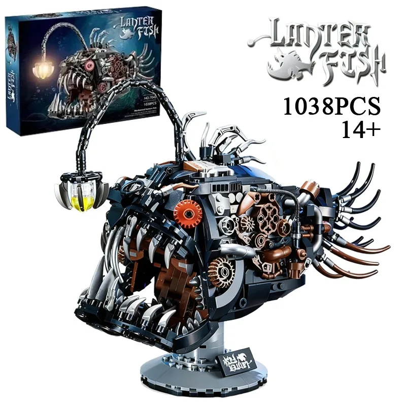 

1038PCS Creative Marine Animals Mechanical Lantern Fish Building Blocks Construction Bricks Toy Gift For Children Adult