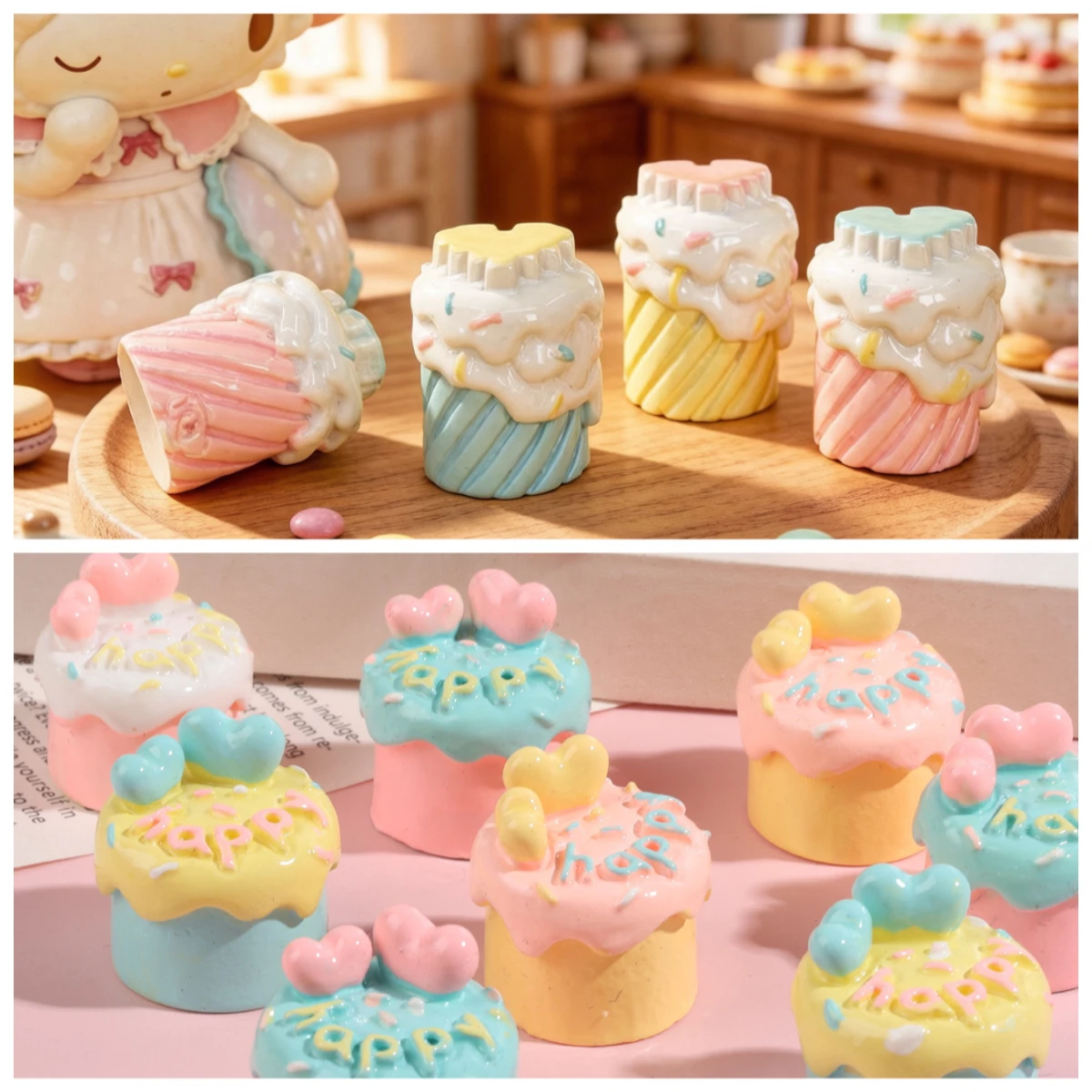 100pcs Lovely Spiral Cake Miniature Food Play Resin DIY Accessories for Keychain Pendant Doll House Mini Cake Scene Ornament